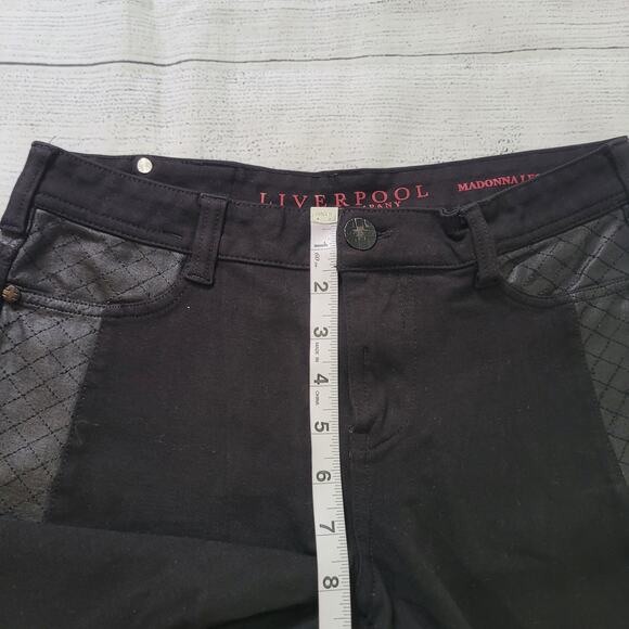 Liverpool Size 8/29 Madonna Legging Faux Leather Side-Stripe Stretchy Mid-Rise - Picture 3 of 9